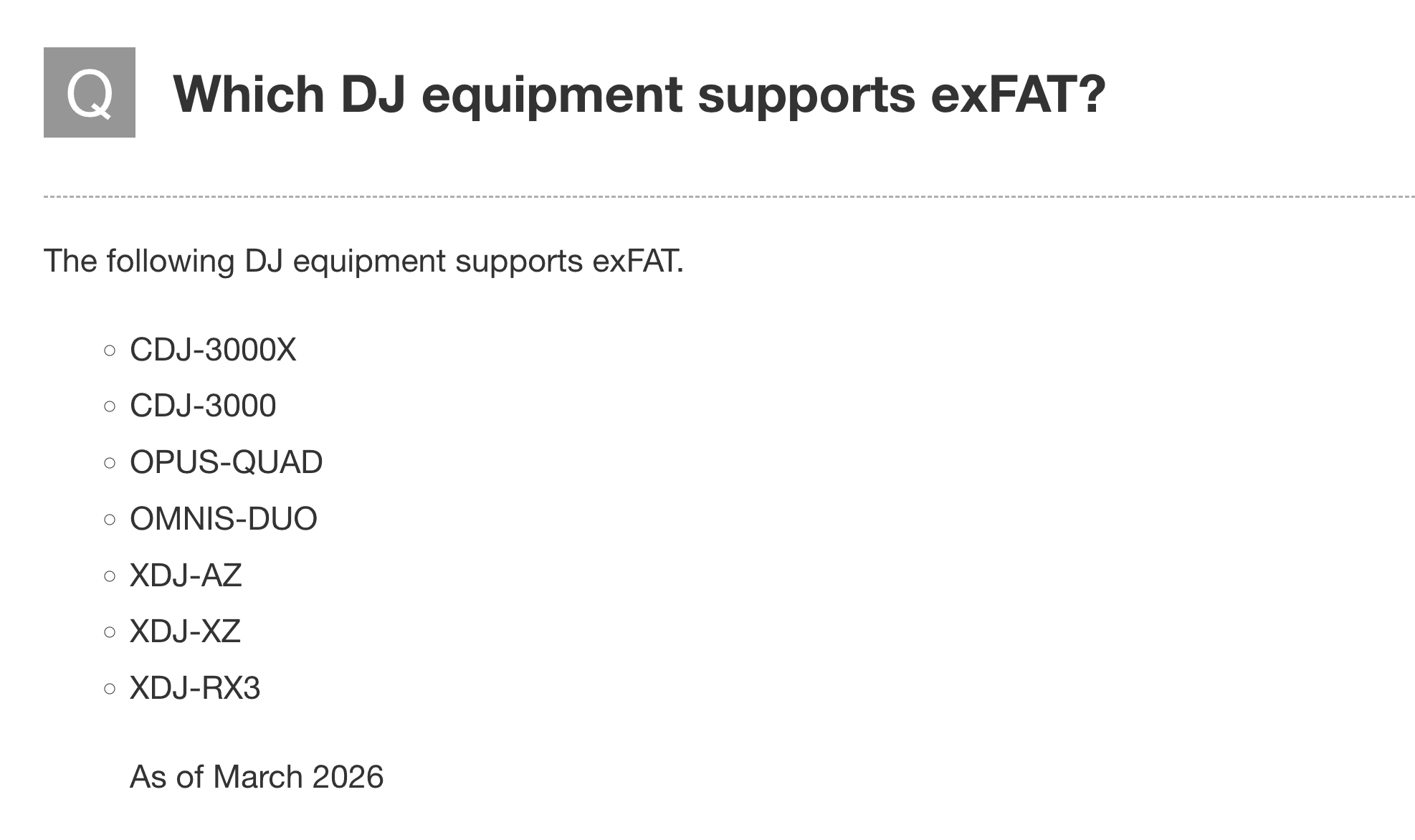 exFAT compatibility of AlphaTheta players