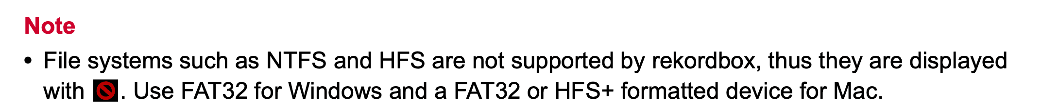 The rekordbox manual recommends formatting your stick in FAT32 (Windows) or HFS+ (=OSX Journaled) (Mac)