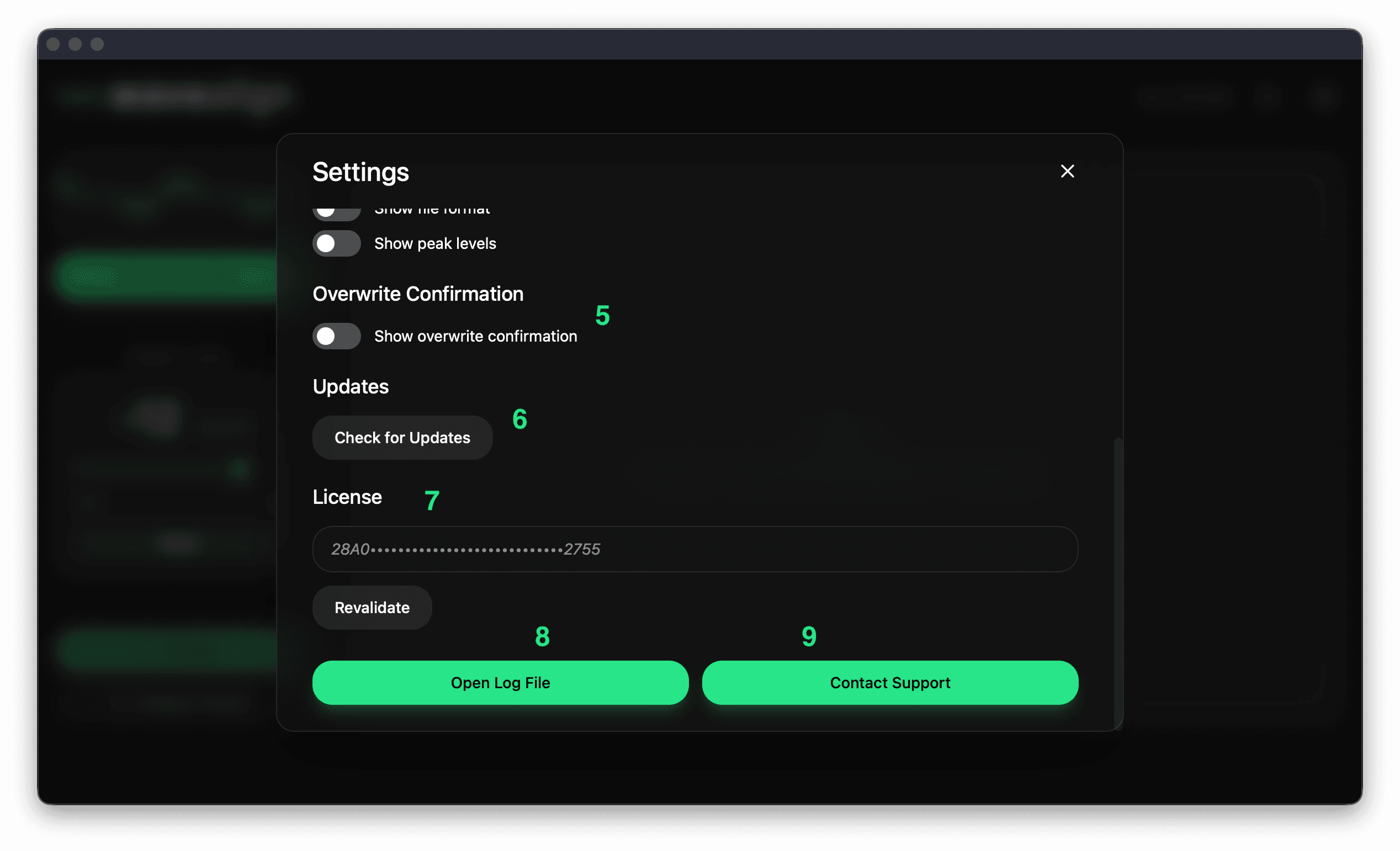 The second page of the waveAlign options menu